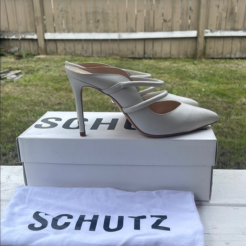 SCHUTZ White Kitten Heel Shoes for Office Wear